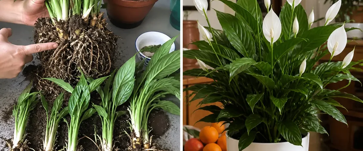 Peace lily crowns before a strong natural wave of white flowers afterward