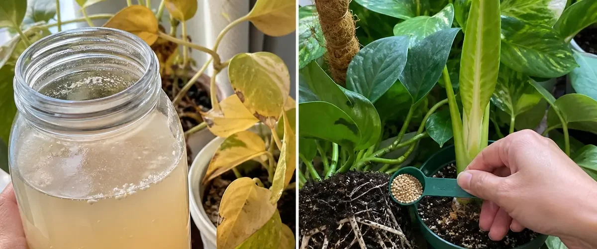 A weak Christmas cactus before seasonal care and after forming healthy flower buds
