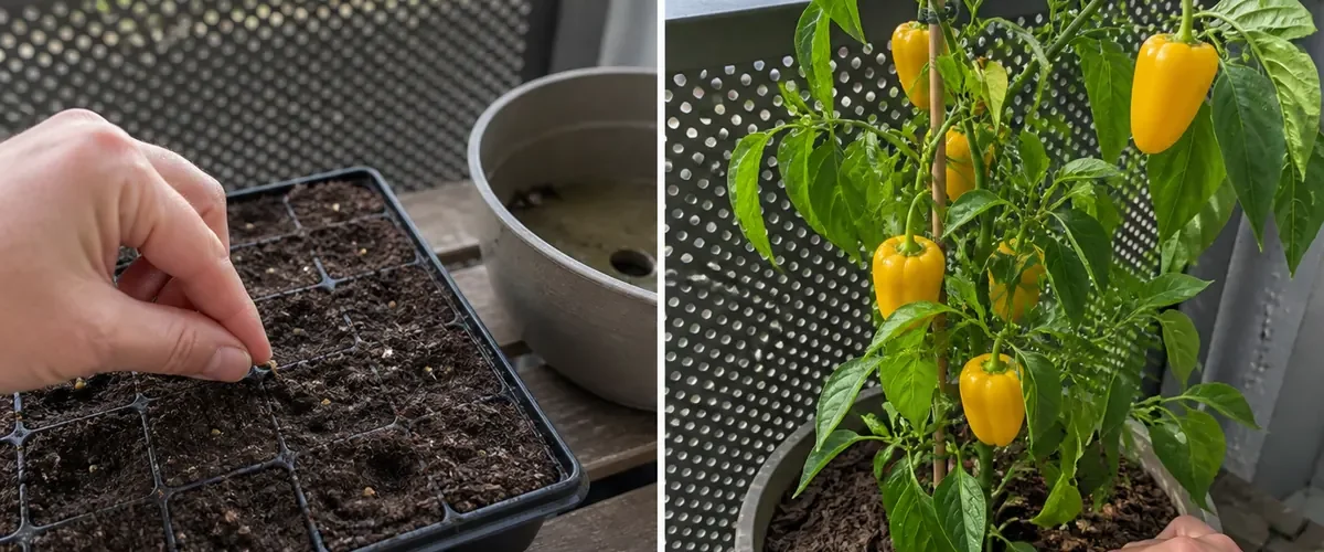 Before and after correcting beginner pepper growing mistakes at home