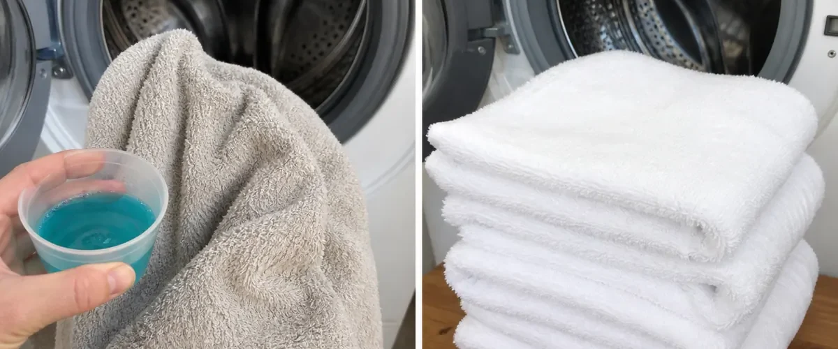 Stiff dull towels before a fresh fluffy stack afterward