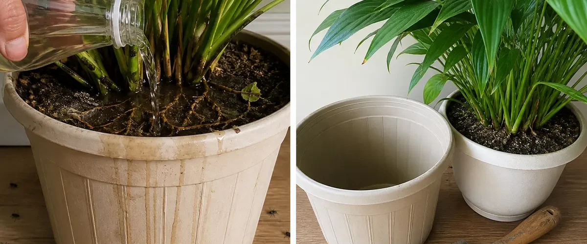Vinegar near living roots before safer use cleaning empty garden pots and tools