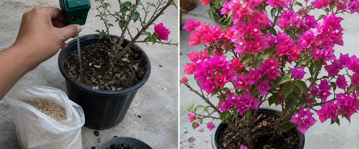 Heaping bone meal and charcoal before measured abundant flowers afterward